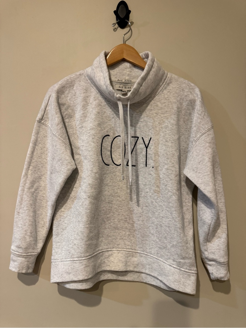 Rae Dunn Light Gray COZY Cowl Pullover